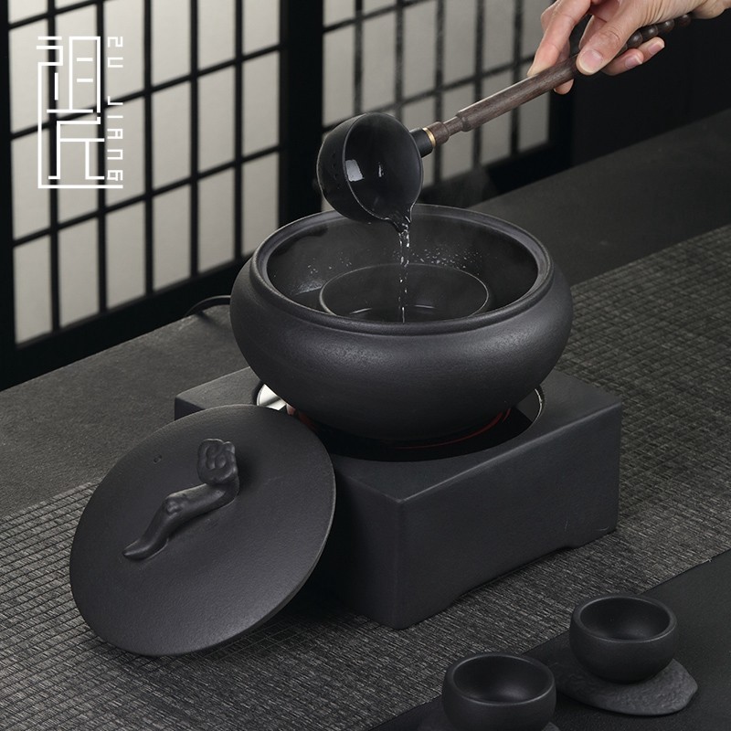 火山石古法煮茶器煮茶炉陶瓷煮茶碗白茶煮茶壶电陶炉煮茶套装陶壶