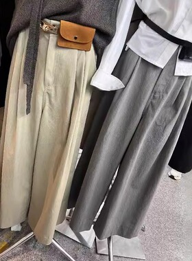 喵公子的店xMaoGe 半松紧阔腿裤 3色文艺范男友裤显腿长美式ootd