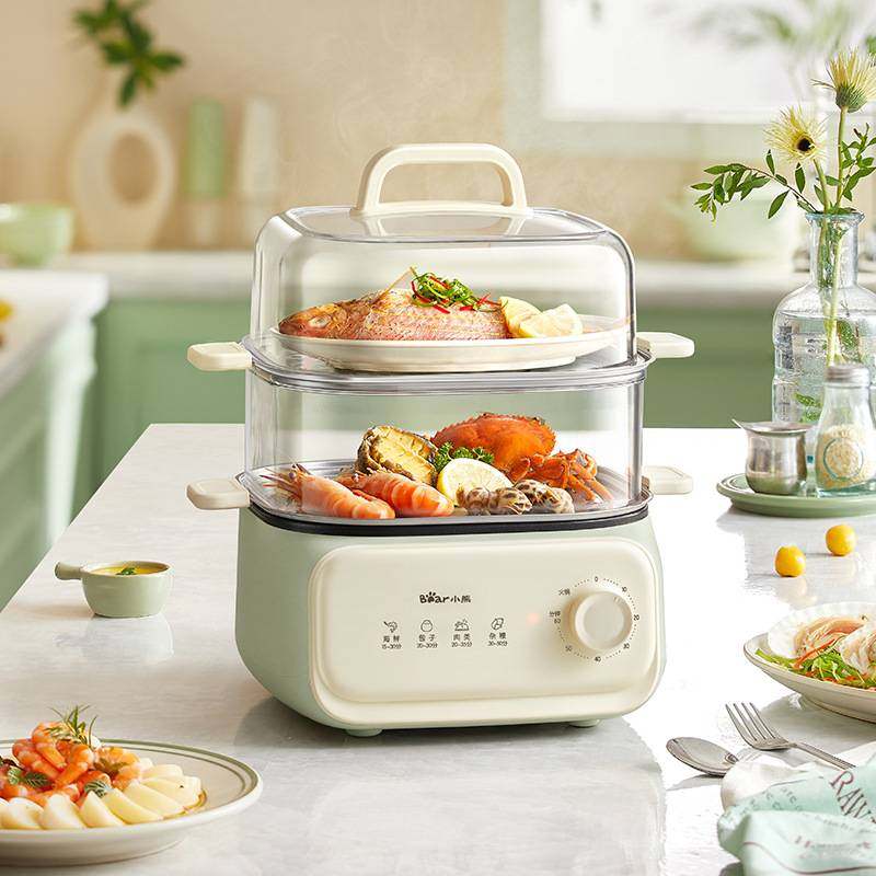 官网品牌小熊电蒸锅DZG-UA0P8多功能家用蒸煮一体锅三层小型早餐