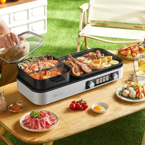 正品小熊DKL-L21D2烤涮一体锅家用电烤盘烤肉电烤炉电火锅多功能3