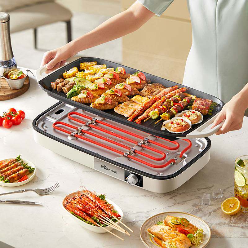 正品小熊烤肉锅DKL-H21P1 家用烤肉烤鱼盘室内轻烟烹饪机可拆洗电