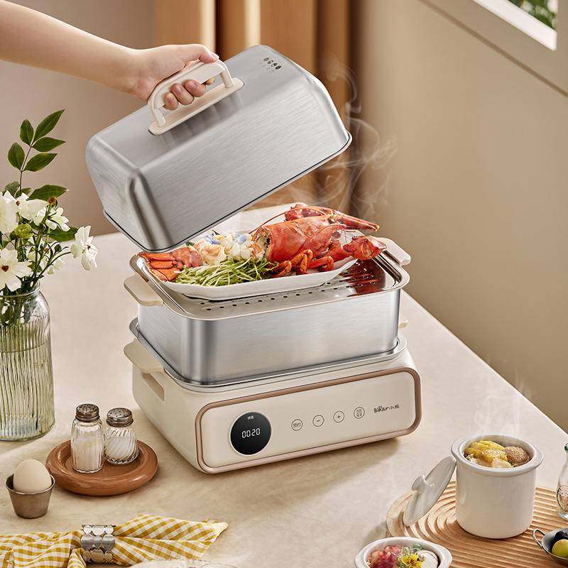 正品小熊不锈钢电蒸锅DZG-P20Q5 家用多功能电煮锅火锅三层预约蒸