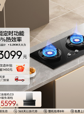 COLMO双头定时燃气灶可调节5.2KW火力烟灶联动爆炒灶具ZJ1