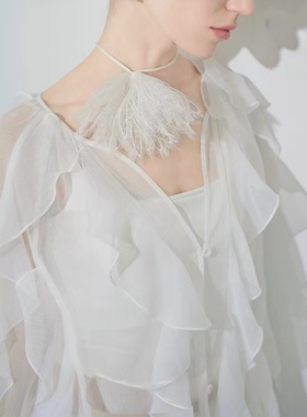 蕾丝重工雪绒花领带服装配饰绑花
