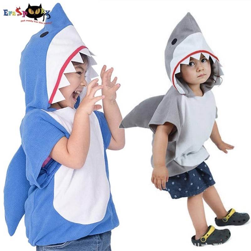 1-6T Shark Cosplay Hoodie Halloween Costume For Kids Toddler