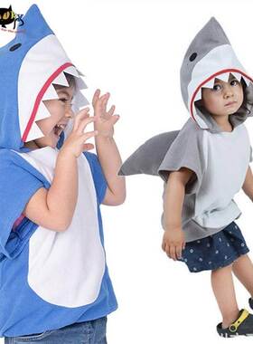 1-6T Shark Cosplay Hoodie Halloween Costume For Kids Toddler