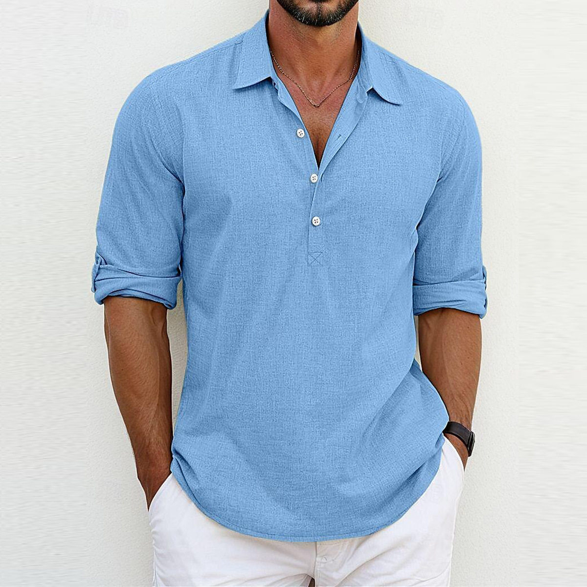 2025夏季欧美男士长袖翻