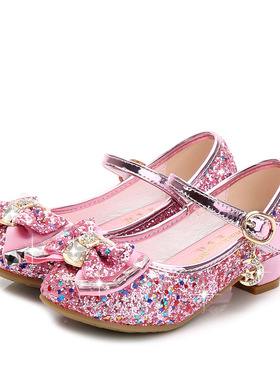 Princess Kids Leather Shoes for Girls Flower Casual Glitter