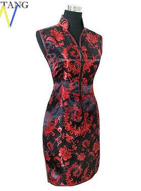 2020 Black Red Traditional Chinese Dress Women Mini Qipao