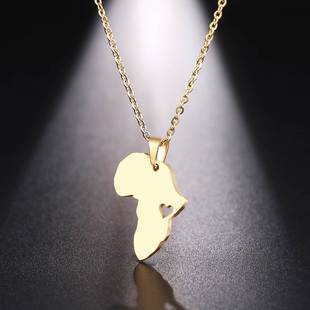 Necklace For Women Men Africa Map Gold Pendant Necklaces