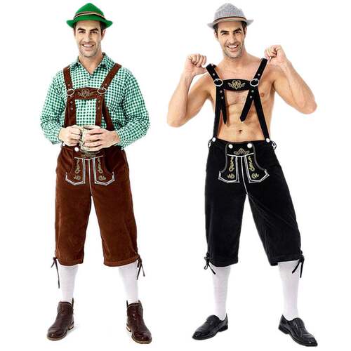 Bavarian Octoberfest German Beer Costume Suspenders Shorts