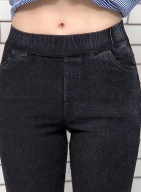 6XL plus size women winter jeans thick elastic cotton pants