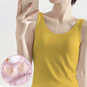 薄款 女带胸垫背心免穿文胸罩杯一体式 无钢圈瑜伽打底内搭吊带内衣