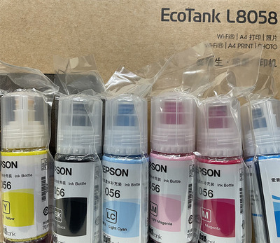 爱普生056原装墨水L8058 L18058照片打印机六色连供墨仓式原装墨