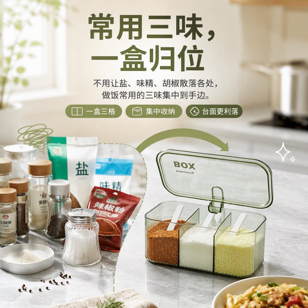 家用一体多格密封调料盒套装