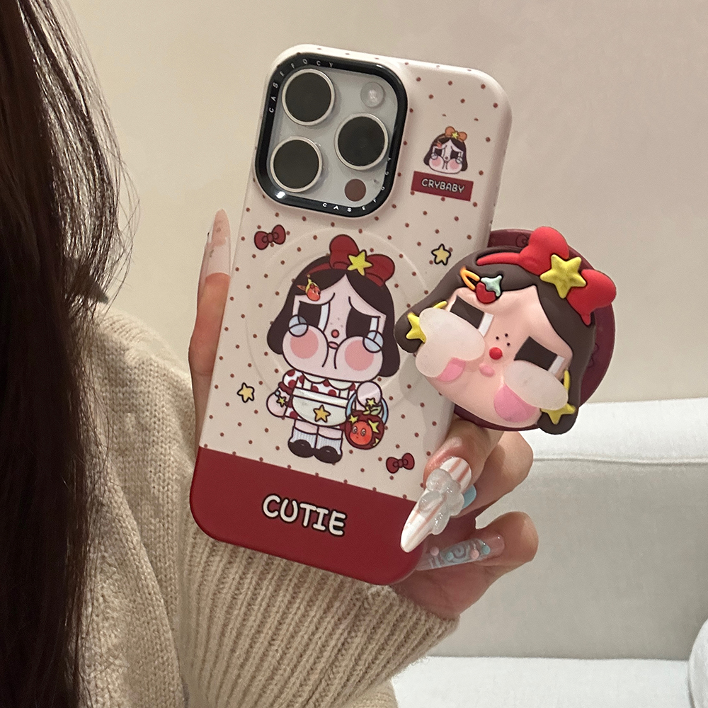 卡通波点哭娃立体磁吸支架手机壳