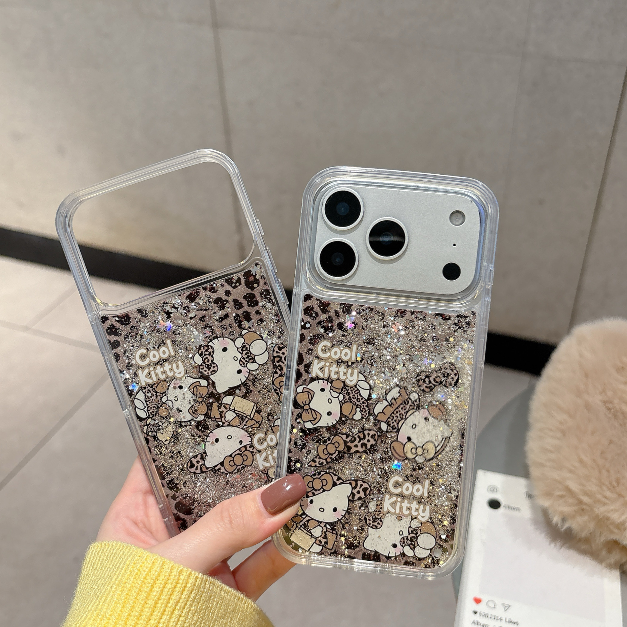 趣味可爱卡通豹纹kitty猫滑块流沙适用苹果17promax手机壳iPhone16新款15pro超好看女款14透明壳13防摔保护套,3C数码配件,手机保护套/壳,淘宝优惠券,粉丝福利购,淘宝优惠卷