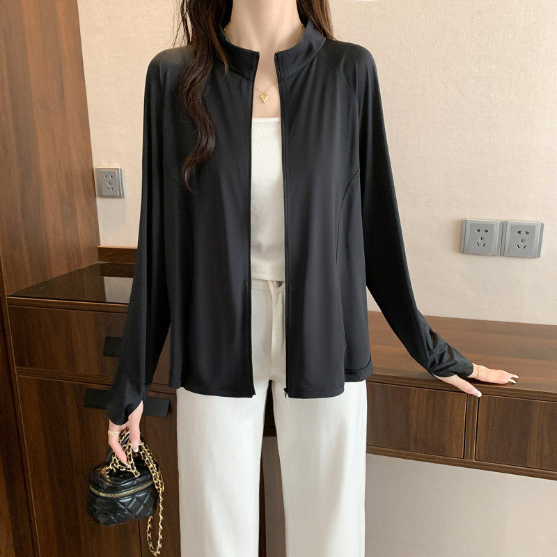 翠袖大尺码冰丝无帽防晒衣女款2026新款夏季胖mm立领防晒服运动外