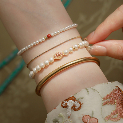 情绪稳定施家珍珠手链国风叠戴