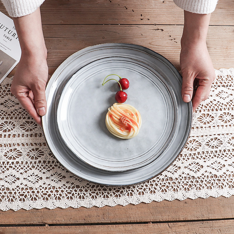 一眼就爱上的盘子~螺纹做旧感大小餐盘8.5寸西餐牛排盘菜盘微瑕疵,餐饮具,盘,淘宝优惠券,粉丝福利购,淘宝优惠卷