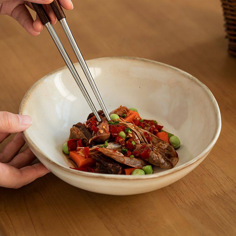 日式复古风陶瓷敞口碗家用菜碗面碗沙拉碗汤碗简约餐具大碗瑕疵,餐饮具,碗,淘宝优惠券,粉丝福利购,淘宝优惠卷