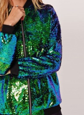 Womens jacket XL sequin baseball uniform jacket female棒球服