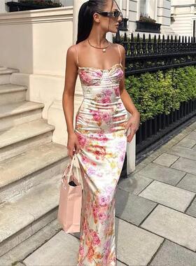 Summer Floral Print Dresses Wedding Guest Holiday Dress