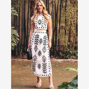 Print Set 时尚 Fashion Half Skirt and 印花度假风两件套裙 Top