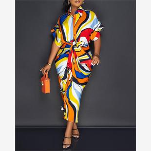 All Over Shirt 裙 Dress Ruched 带腰带 Buttoned 印花衬衫 Print