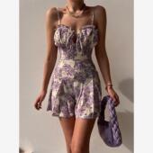 Romper碎花褶皱抽绳收腰连体裤 Ditsy 女 Tied Frill Floral Print