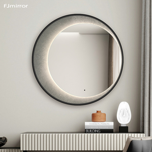 led浴室镜家用卫生间发光智能圆镜子卧室壁挂式 梳妆台化妆镜带灯