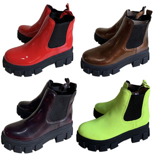 外贸原单circus松羔厚底套脚大码 女靴增高5CM马丁切尔西 中筒时装