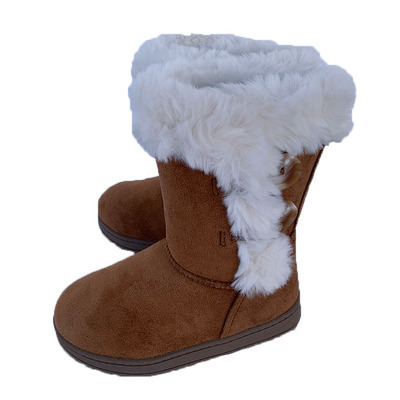 外贸原单儿童毛绒雪地靴女防滑潮