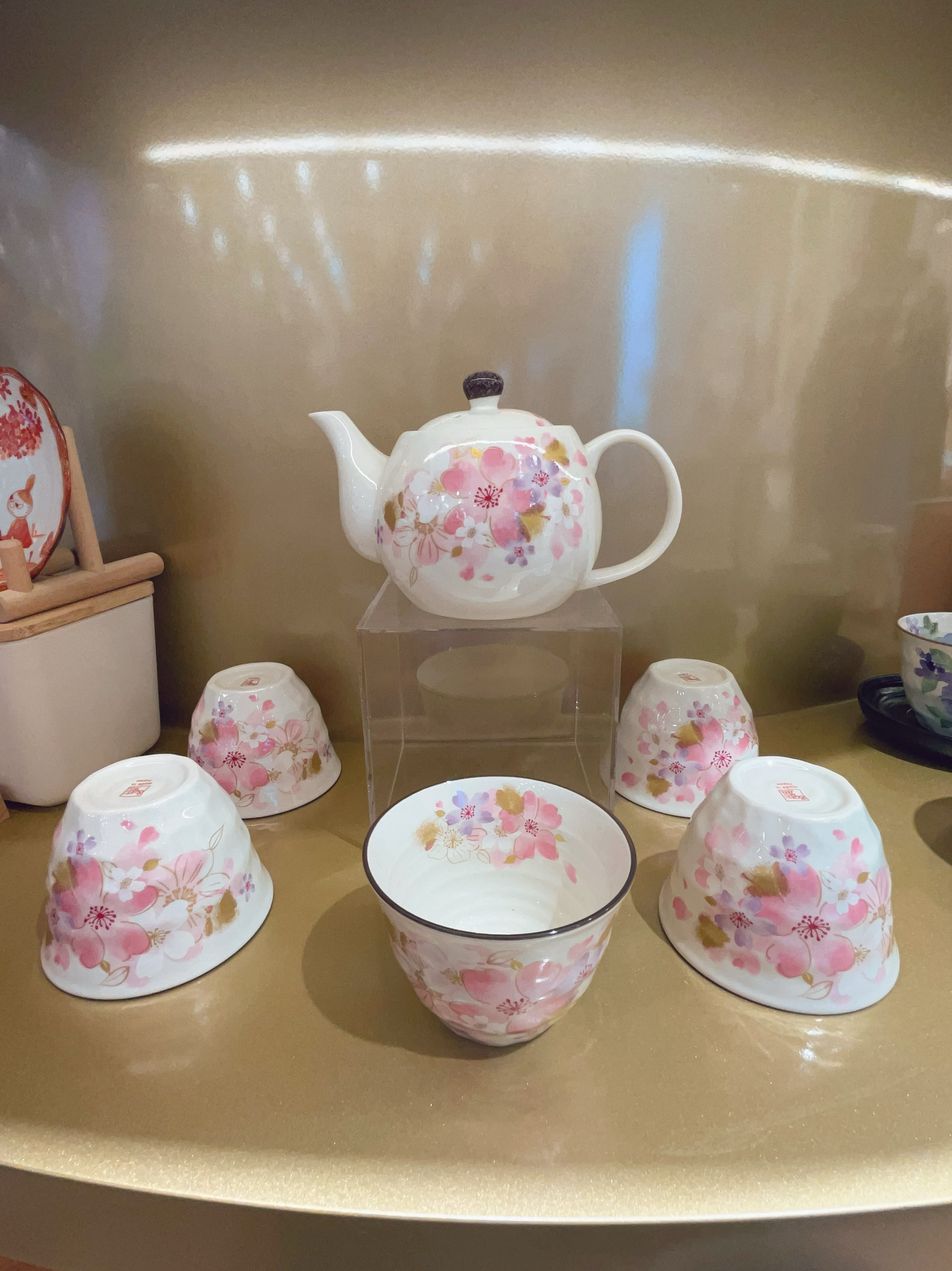 日本原装进口美浓烧陶瓷一壶五杯茶壶套装 茶壶带茶漏 茶杯