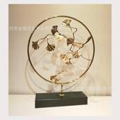 饰品 样板房售楼处金属装 金属电镀枫叶银杏叶摆件 不锈钢竹叶摆件