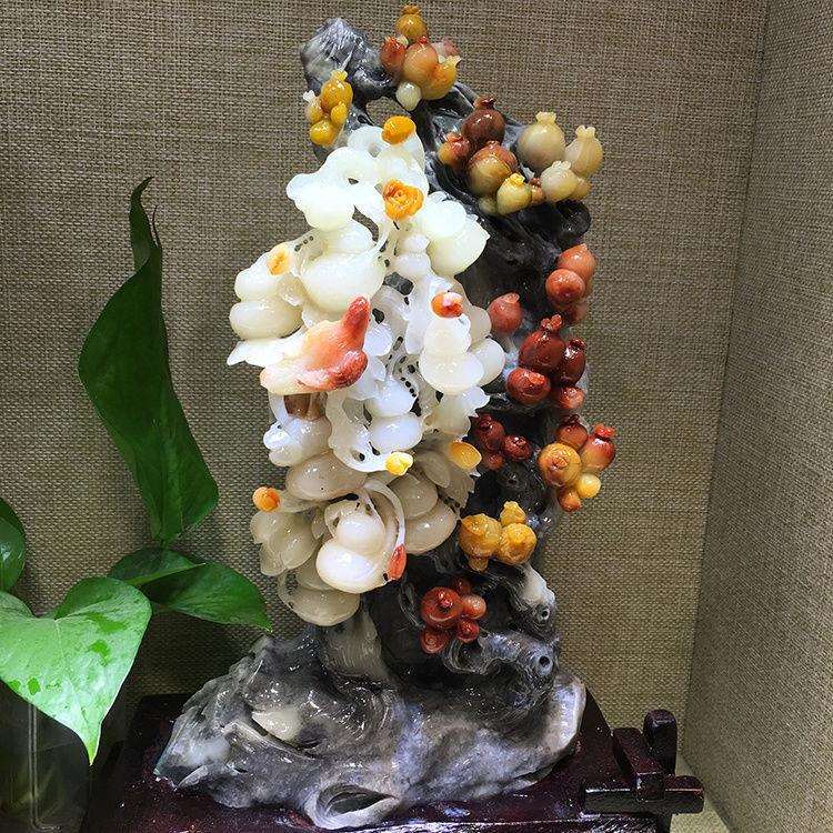 福建寿山石摆件寿山芙蓉石雕山水篆刻奇石刻精品客厅石雕天然石头