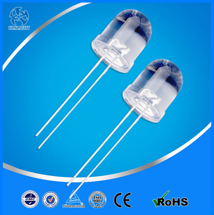 f10圆头直插0.5灯珠超高亮10mm led F10圆头白发蓝光LED灯珠 直插