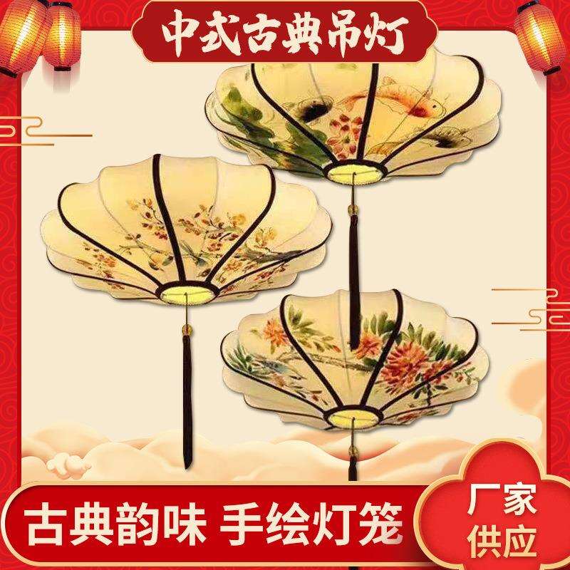 室内中式灯笼吊灯餐厅灯笼吧台复式楼梯别墅工程仿古中国风宫灯