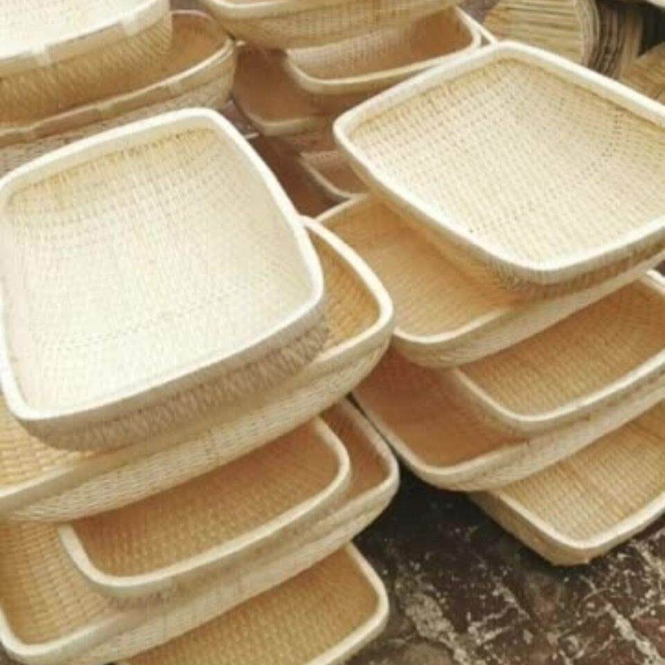 柳编笸箩农用簸箕圆形馒头筐商用簸箕藤编收纳筐簸箩长方形现捞筐