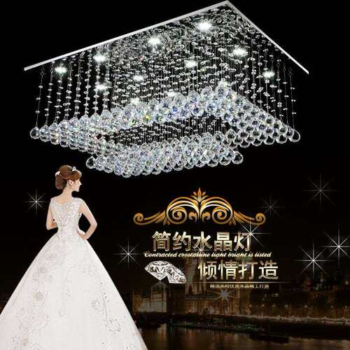 现代长方形吊灯客厅水晶灯loft吊灯灯欧式简约餐厅灯吊复式灯