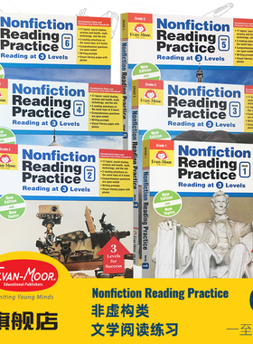 Evan-Moor Nonfiction Reading Practice 非虚构类文学阅读理解练习 美国加州教辅evanmoor 原版进口书1年级到6年级含科学数学艺术