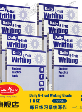 Evan-Moor Daily 6-Trait Writing Grade 1-8 SE 每日练习系列 系统写作无答案作业本 美国加州教辅 evanmoor