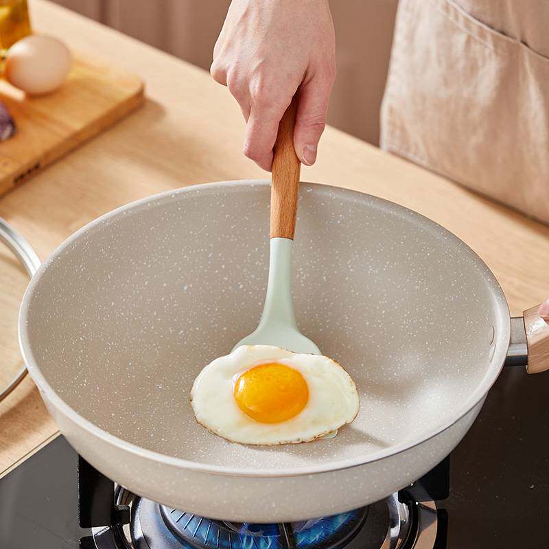 官方正品小熊不粘锅炒锅CP-G0061家用麦饭石色炒菜锅煤气燃气灶锅