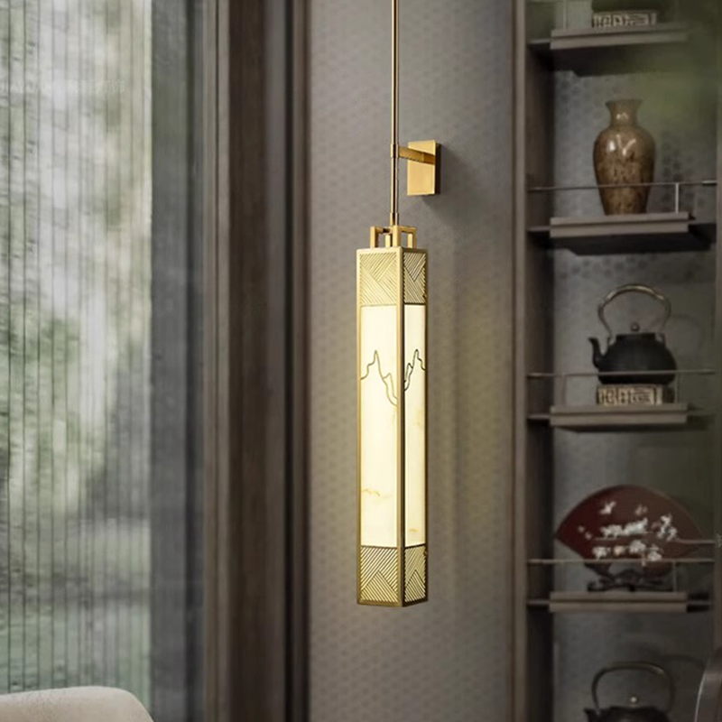 新中式壁灯酒店大堂别墅客厅走廊过道玄关楼梯禅意艺术仿云石墙灯