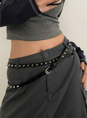千禧辣妹腰带2026年新款夏季女士细皮带黑色百搭嘻哈朋克风美式潮