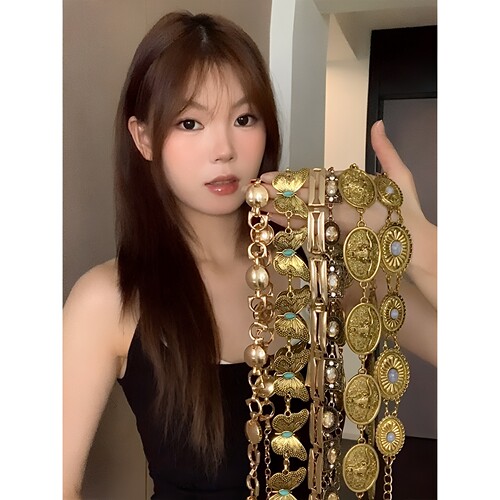 民族风金色蝴蝶百搭腰链