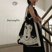 Белый вместительный и большой универсальный шоппер, сумка на одно плечо, льняная сумка, в корейском стиле