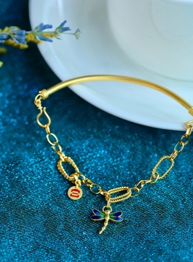 男女925银镀金和田白玉珐琅