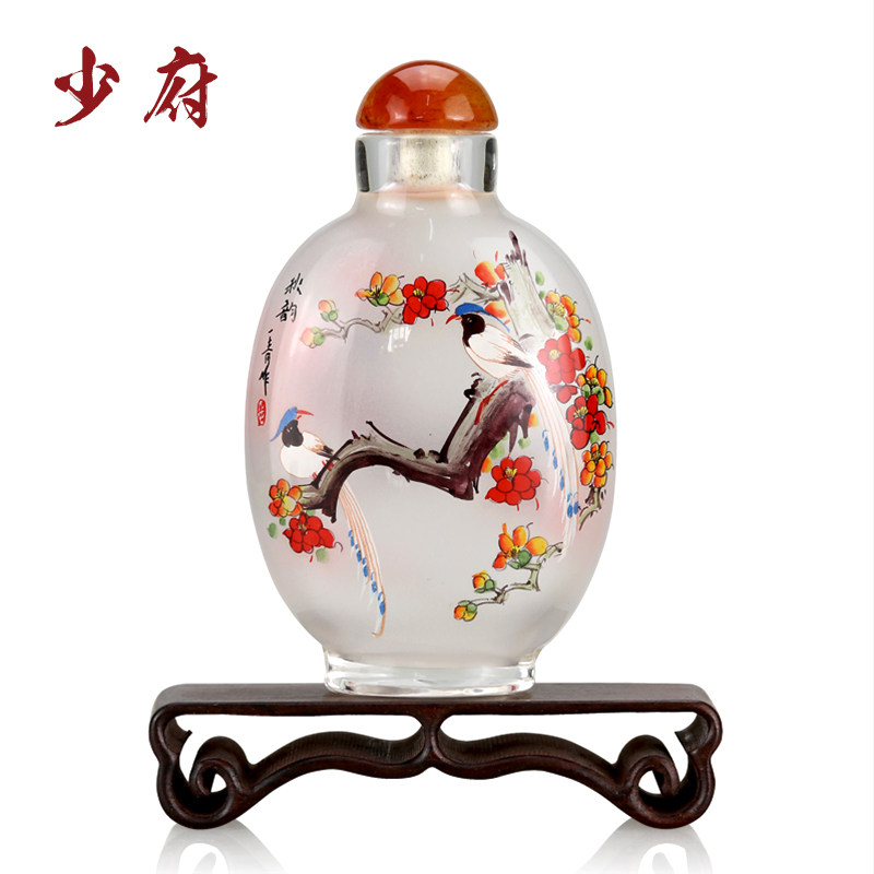 鼻烟壶内画瓶玛瑙传统工艺中国风特色礼品送老外出国小礼物鼻咽壶