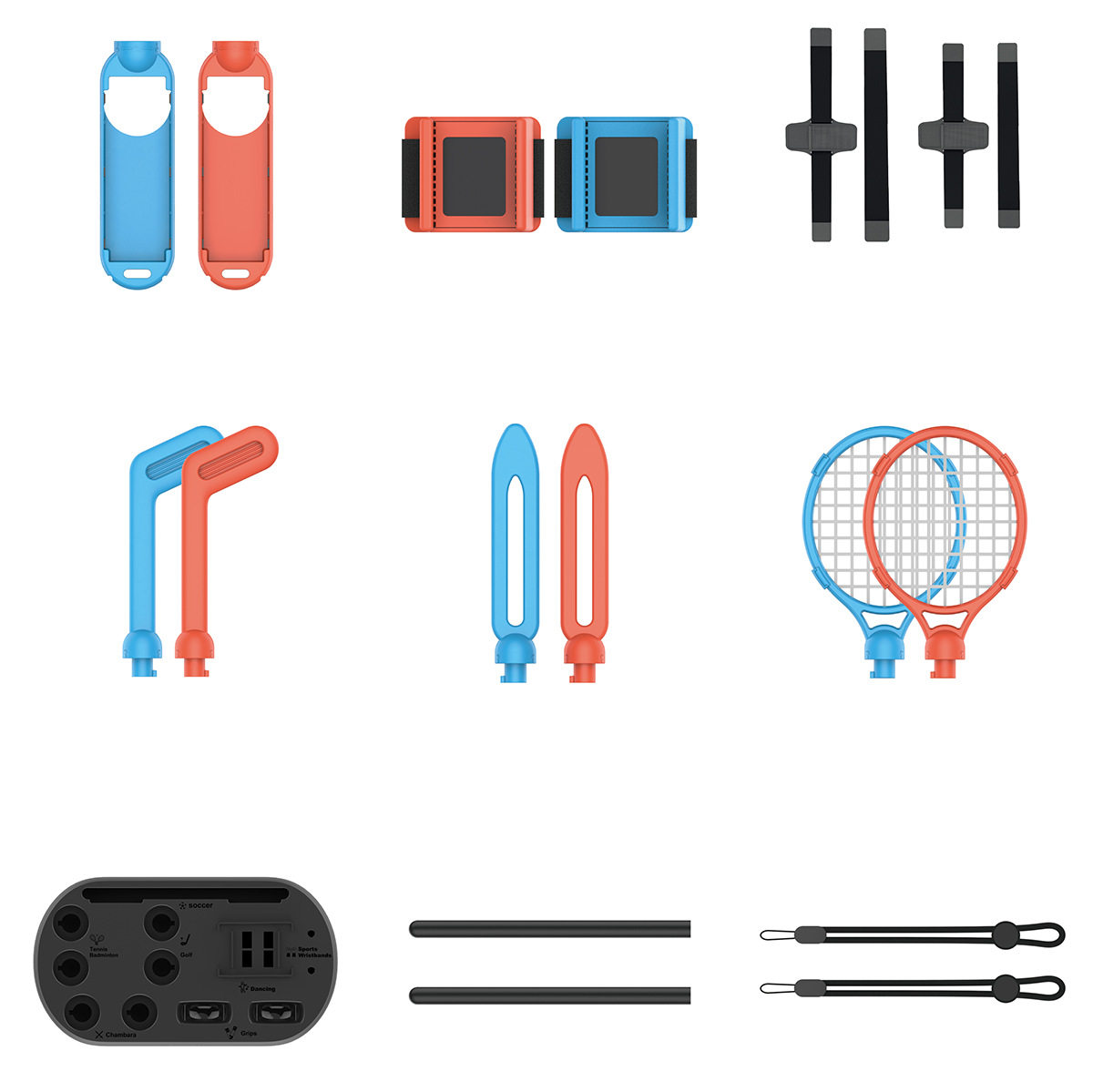 Switch2运动套装收纳底座+网球拍+高尔夫球杆+腕带+光剑运动套装